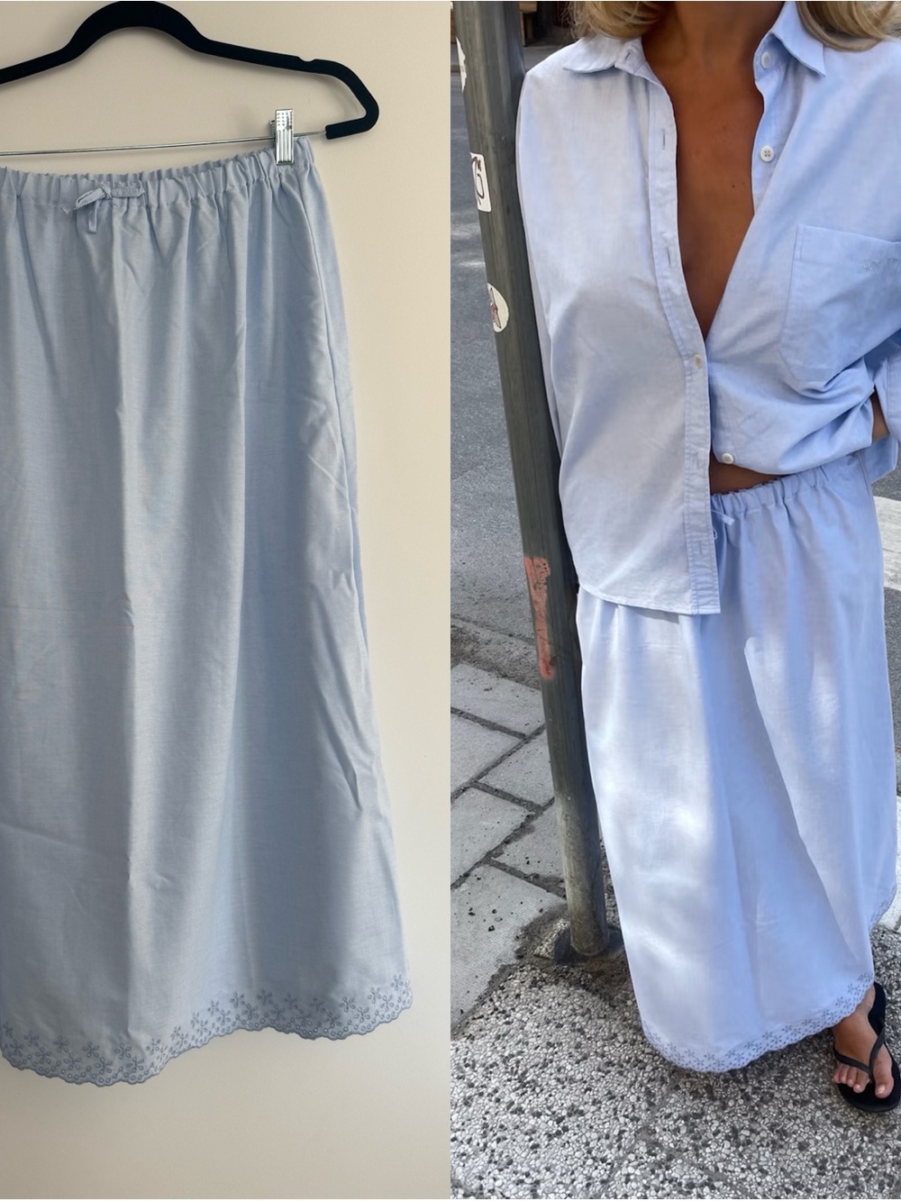NWT Djerf Avenue Breezy Midi Skirt in Blue | SIZE S